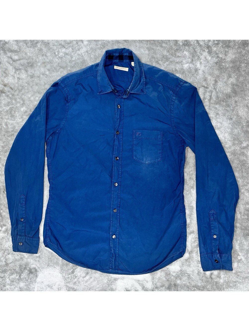 Burberry Brit Shirt Mens Medium Blue Button Up Solid Casual